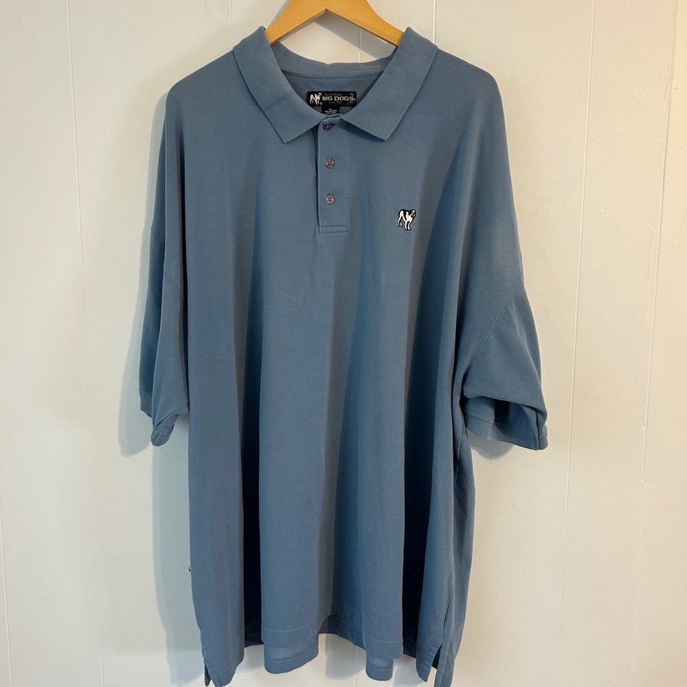 Big Dogs Mens 4X Polo Shirt Blue Short Sleeve Embroidered Logo Pique Knit 4XL